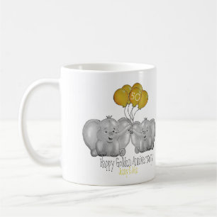 50e Golden Wedding Jubileum schattige olifant Koffiemok