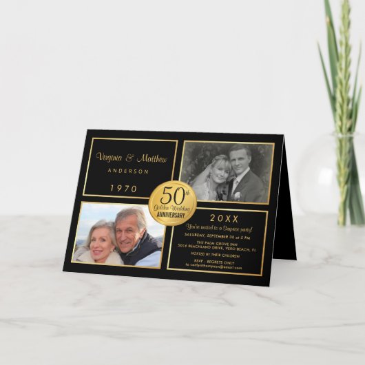 50e Golden Wedding Jubileum Uitnodiging (Voorkant)