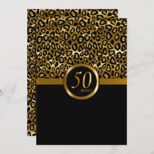 50e Golden Year Leopard Pattern Jubileum Kaart
