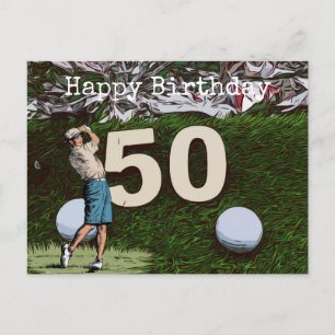 50e Golf-verjaardagskaart met golfbal Briefkaart