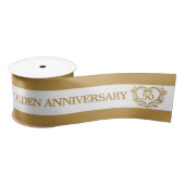 50e gouden bruiloft hartgouden wit lint (Spoel)
