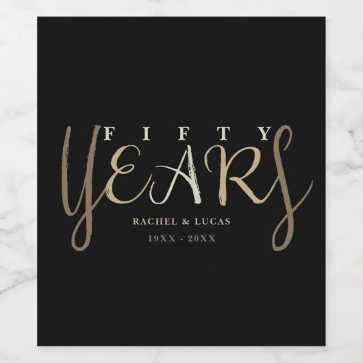 50e gouden bruiloft Jubileum cadeau Wijn Etiket (Enkel label)