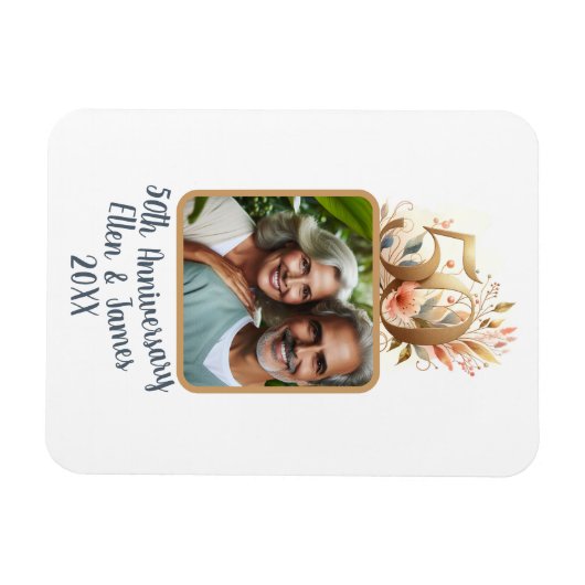 50e gouden bruiloft Jubileum foto Keepsake Magneet (Horizontaal)