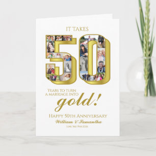 50e gouden bruiloft Jubileum fotocollage Kaart