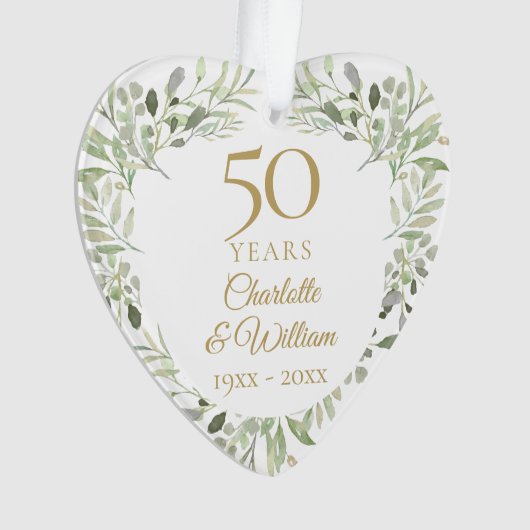 50e gouden bruiloft Jubileum Greenery Ornament (voorkant)