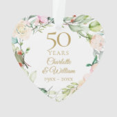 50e gouden huwelijksjubileum bloemige herinnering ornament (achterkant)