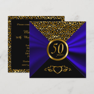 50e gouden huwelijksjubileum Luipaardpatroon Kaart