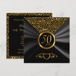 50e gouden huwelijksjubileum Luipaardpatroon Kaart