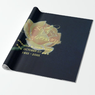 50e gouden huwelijksjubileum roos cadeaupapier
