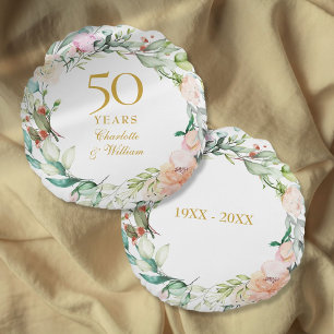 50e gouden huwelijksjubileum Rozen Guirlande Rond Kussen