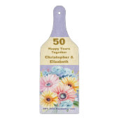 50e gouden jubileum bloemenrood paarse snijplank (Voorkant)