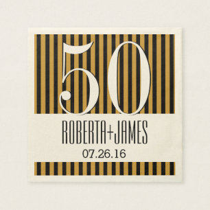 50e Gouden Jubileum Modern Goud en Zwart V02D1 Servetten