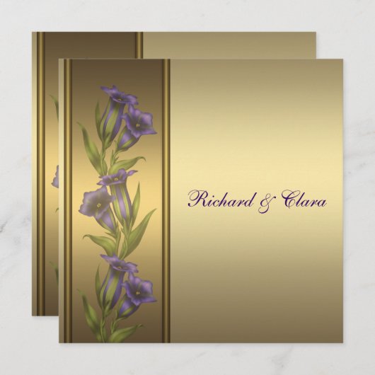 50e Gouden Jubileum Paarse Viooltjes Kaart (Voorkant / Achterkant)