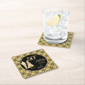 50e gouden paar bruiloft Jubileum glitter Vierkante Kartonnen Onderzetter (Insitu)