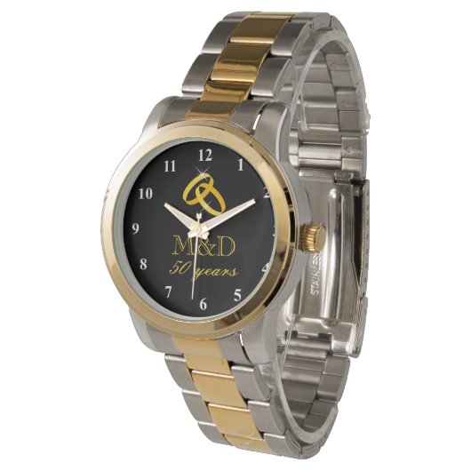 50e Gouden trouwdag horloge voor man (Gekanteld)