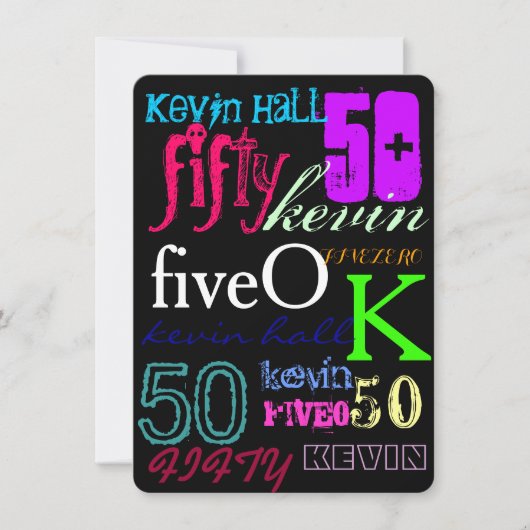 50e graffiti op zwart kaart (Voorkant)