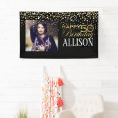 50e Happy Birthday-ontwerp met gouden confetti Spandoek (Insitu)