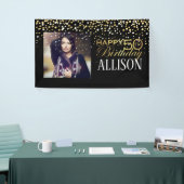 50e Happy Birthday-ontwerp met gouden confetti Spandoek (Beurs)