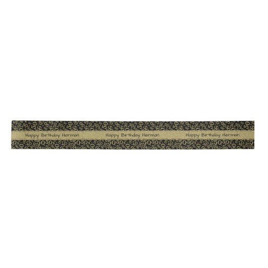 50e 'Happy Birthday' Random Pattern Black/Gold Lint (Voorkant)
