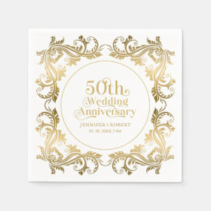 50e Huwelijk Jubileum Gouden Typografie Lijst 3 Servet