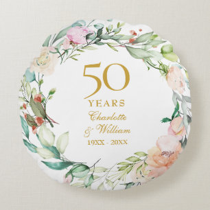 50e Huwelijksjubileum Foto Rozen Bloemen Rond Kussen