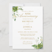 50e huwelijksjubileum groen bladgoud monogram kaart (Voorkant)