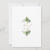 50e huwelijksjubileum groen bladgoud monogram kaart (Achterkant)