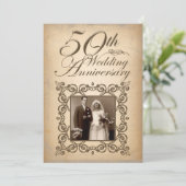 50e huwelijksjubileum vintage uitnodiging (Staand voorkant)