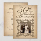 50e huwelijksjubileum vintage uitnodiging (Voorkant / Achterkant)