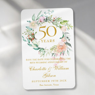 50e huwelijksverjaardag Save the Date Roos bloem Magneet