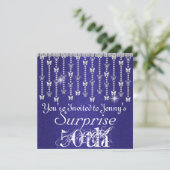 50e Invitation BLEUE à papillon surprise (Debout devant)