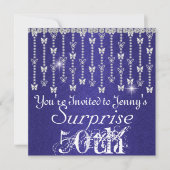 50e Invitation BLEUE à papillon surprise (Devant)