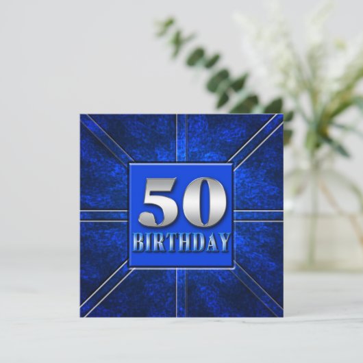 50e Invitation d'anniversaire - Blue/Silver (Debout devant)