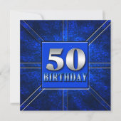 50e Invitation d'anniversaire - Blue/Silver (Devant)