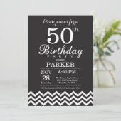 50e Invitation d'anniversaire Chevron noir et blan (Debout devant)