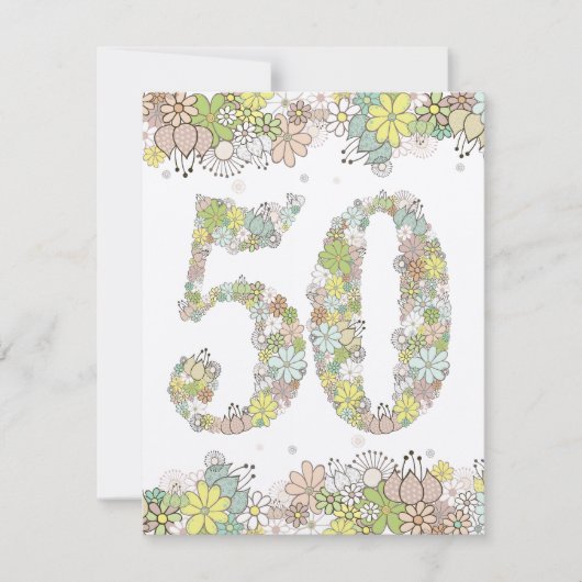 50e Invitation d'anniversaire de mariage de fleurs (Devant)