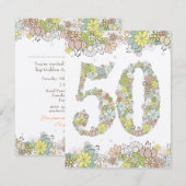 50e Invitation d'anniversaire de mariage de fleurs (Devant / Derrière)