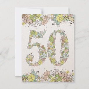 50e Invitation d'anniversaire de mariage de fleurs