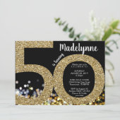 50e Invitation d'anniversaire Gold - 50e Invitatio (Debout devant)