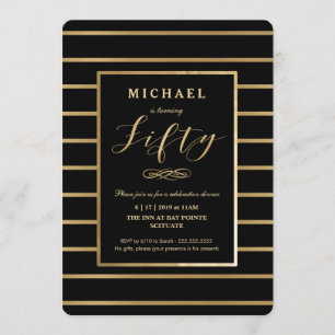 50e Invitation d'anniversaire - Gold, Elégant Masc