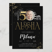 50e Invitation d'or à l'anniversaire tropical avec (Devant / Derrière)