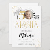 50e Invitation d'or à l'anniversaire tropical avec (Devant / Derrière)