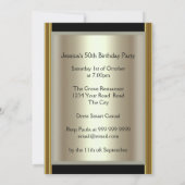 50e invitation Gold Black Birthday Party (Dos)