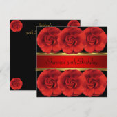 50e Invitation Roses Rouges Noir Or Fabuleux (Devant / Derrière)