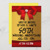 50E INVITATIONS ÉLÉGANTES DE L'OR MARIAGE (Devant / Derrière)