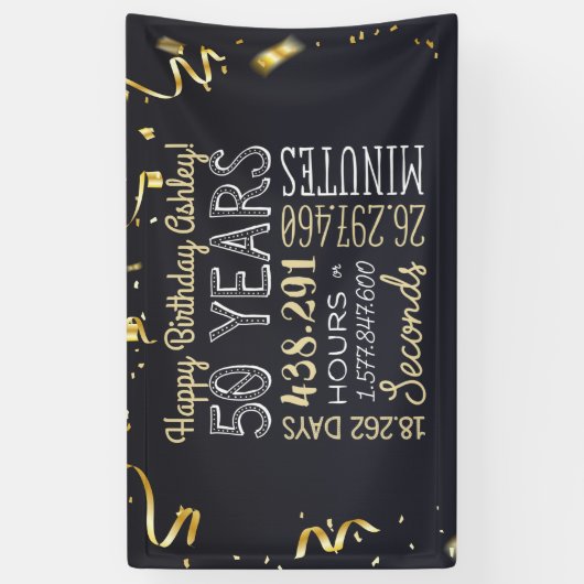 50e jaarbanner - 50 jaar in uren en seconden spandoek (Verticaal)