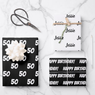 50e Joyeux Anniversaire Personnalisé Nom Papier d'