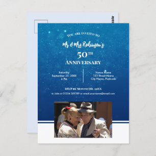 50e Jubileum Aangepaste foto Donkerblauw water Briefkaart