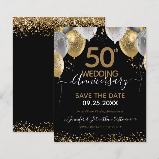 50e Jubileum ballon Save the Date Budget (Voorkant / Achterkant)