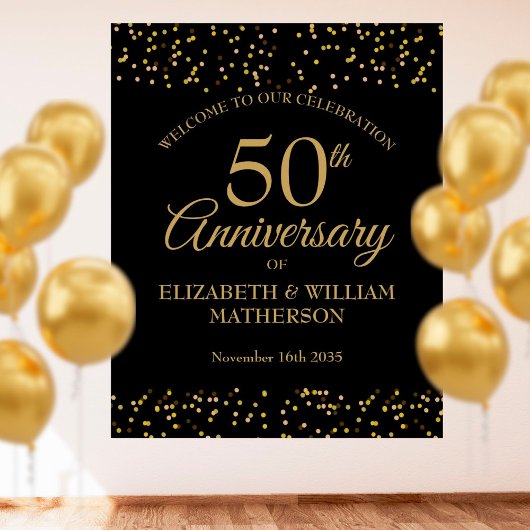 50e Jubileum Black Gold Dust Welcome Sign Poster
